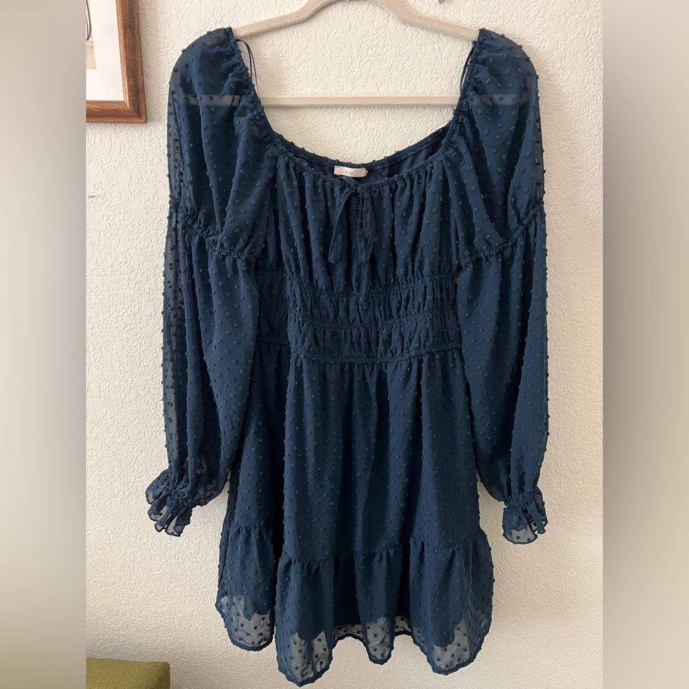 Altar’s State Navy Dark Blue Long Sleeve Dress